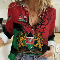 Kenya Independence Day Women Casual Shirt 61st Anniversary - Coat Of Arms - Wonder Print Shop