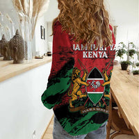 Kenya Independence Day Women Casual Shirt 61st Anniversary - Coat Of Arms - Wonder Print Shop