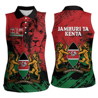 Kenya Independence Day Women Sleeveless Polo Shirt 61st Anniversary - Coat Of Arms - Wonder Print Shop