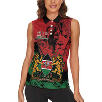 Kenya Independence Day Women Sleeveless Polo Shirt 61st Anniversary - Coat Of Arms - Wonder Print Shop