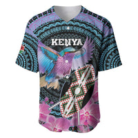 Personalised Kenya Lilac Breasted Roller Baseball Jersey Mix Maasai Shield With Orchid Flower - Wonder Print Shop