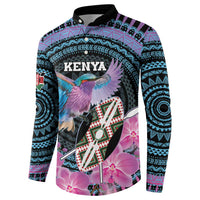 Personalised Kenya Lilac Breasted Roller Button Sweatshirt Mix Maasai Shield With Orchid Flower - Wonder Print Shop