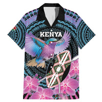 Personalised Kenya Lilac Breasted Roller Family Matching Mermaid Dress and Hawaiian Shirt Mix Maasai Shield With Orchid Flower - Wonder Print Shop