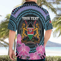 Personalised Kenya Lilac Breasted Roller Hawaiian Shirt Mix Maasai Shield With Orchid Flower - Wonder Print Shop