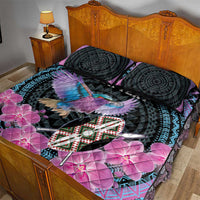 Personalised Kenya Lilac Breasted Roller Quilt Bed Set Mix Maasai Shield With Orchid Flower - Wonder Print Shop