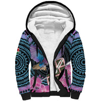 Personalised Kenya Lilac Breasted Roller Sherpa Hoodie Mix Maasai Shield With Orchid Flower - Wonder Print Shop
