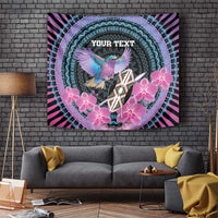 Personalised Kenya Lilac Breasted Roller Tapestry Mix Maasai Shield With Orchid Flower - Wonder Print Shop