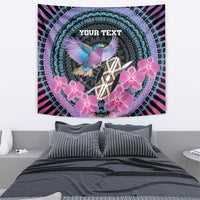 Personalised Kenya Lilac Breasted Roller Tapestry Mix Maasai Shield With Orchid Flower - Wonder Print Shop