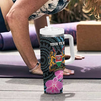 Personalised Kenya Lilac Breasted Roller Tumbler With Handle Mix Maasai Shield With Orchid Flower - Wonder Print Shop