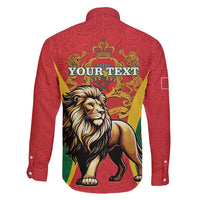 Personalised Morocco Proclamation Day Family Matching Off Shoulder Maxi Dress and Hawaiian Shirt Barbary Lion Mix Islamic Pattern - Wonder Print Shop