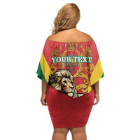 Personalised Morocco Proclamation Day Family Matching Off Shoulder Short Dress and Hawaiian Shirt Barbary Lion Mix Islamic Pattern - Wonder Print Shop