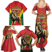 Personalised Morocco Proclamation Day Family Matching Summer Maxi Dress and Hawaiian Shirt Barbary Lion Mix Islamic Pattern - Wonder Print Shop