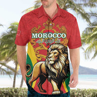 Personalised Morocco Proclamation Day Hawaiian Shirt Barbary Lion Mix Islamic Pattern - Wonder Print Shop
