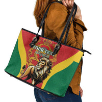 Personalised Morocco Proclamation Day Leather Tote Bag Barbary Lion Mix Islamic Pattern - Wonder Print Shop