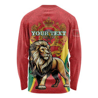 Personalised Morocco Proclamation Day Long Sleeve Shirt Barbary Lion Mix Islamic Pattern - Wonder Print Shop