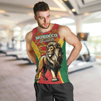 Personalised Morocco Proclamation Day Men Tank Top Barbary Lion Mix Islamic Pattern - Wonder Print Shop