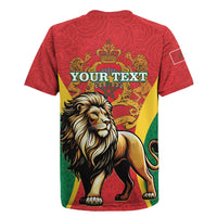 Personalised Morocco Proclamation Day Rugby Jersey Barbary Lion Mix Islamic Pattern - Wonder Print Shop