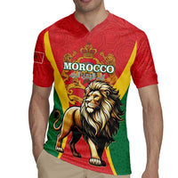 Personalised Morocco Proclamation Day Rugby Jersey Barbary Lion Mix Islamic Pattern - Wonder Print Shop