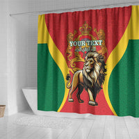 Personalised Morocco Proclamation Day Shower Curtain Barbary Lion Mix Islamic Pattern