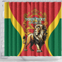 Personalised Morocco Proclamation Day Shower Curtain Barbary Lion Mix Islamic Pattern