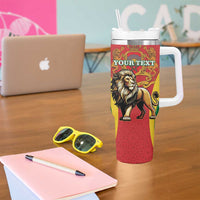 Personalised Morocco Proclamation Day Tumbler With Handle Barbary Lion Mix Islamic Pattern - Wonder Print Shop