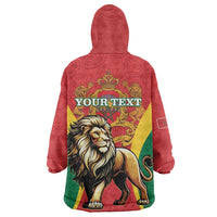 Personalised Morocco Proclamation Day Wearable Blanket Hoodie Barbary Lion Mix Islamic Pattern - Wonder Print Shop