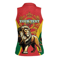Personalised Morocco Proclamation Day Women Sleeveless Polo Shirt Barbary Lion Mix Islamic Pattern - Wonder Print Shop