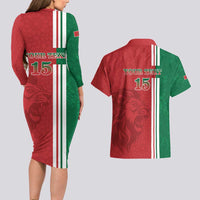 Custom Morocco Football Couples Matching Long Sleeve Bodycon Dress and Hawaiian Shirt Go Atlas Lions - Wonder Print Shop
