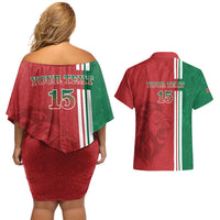 Custom Morocco Football Couples Matching Off Shoulder Short Dress and Hawaiian Shirt Go Atlas Lions - Wonder Print Shop