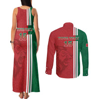 Custom Morocco Football Couples Matching Tank Maxi Dress and Long Sleeve Button Shirt Go Atlas Lions - Wonder Print Shop