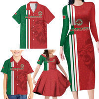 Custom Morocco Football Family Matching Long Sleeve Bodycon Dress and Hawaiian Shirt Go Atlas Lions - Wonder Print Shop
