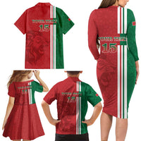 Custom Morocco Football Family Matching Long Sleeve Bodycon Dress and Hawaiian Shirt Go Atlas Lions - Wonder Print Shop