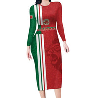 Custom Morocco Football Family Matching Long Sleeve Bodycon Dress and Hawaiian Shirt Go Atlas Lions - Wonder Print Shop