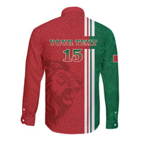 Custom Morocco Football Long Sleeve Button Shirt Go Atlas Lions - Wonder Print Shop
