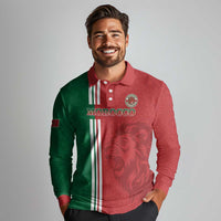 Custom Morocco Football Long Sleeve Polo Shirt Go Atlas Lions - Wonder Print Shop