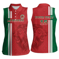 Custom Morocco Football Women Sleeveless Polo Shirt Go Atlas Lions - Wonder Print Shop