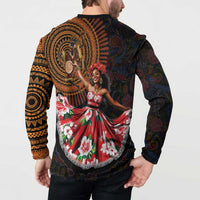 Sega Traditional Dance Button Sweatshirt Paisley Mix African Pattern