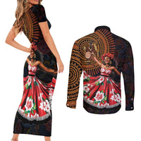 Sega Traditional Dance Couples Matching Short Sleeve Bodycon Dress and Long Sleeve Button Shirt Paisley Mix African Pattern