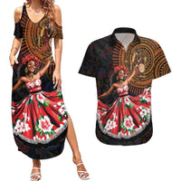 Sega Traditional Dance Couples Matching Summer Maxi Dress and Hawaiian Shirt Paisley Mix African Pattern
