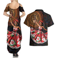 Sega Traditional Dance Couples Matching Summer Maxi Dress and Hawaiian Shirt Paisley Mix African Pattern
