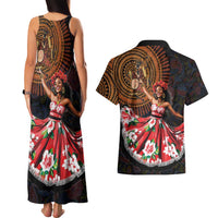Sega Traditional Dance Couples Matching Tank Maxi Dress and Hawaiian Shirt Paisley Mix African Pattern