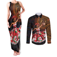 Sega Traditional Dance Couples Matching Tank Maxi Dress and Long Sleeve Button Shirt Paisley Mix African Pattern