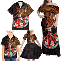 Sega Traditional Dance Family Matching Off Shoulder Maxi Dress and Hawaiian Shirt Paisley Mix African Pattern
