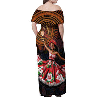 Sega Traditional Dance Family Matching Off Shoulder Maxi Dress and Hawaiian Shirt Paisley Mix African Pattern