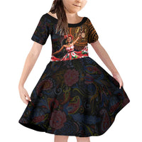 Sega Traditional Dance Family Matching Off Shoulder Short Dress and Hawaiian Shirt Paisley Mix African Pattern