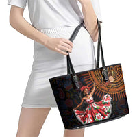 Sega Traditional Dance Leather Tote Bag Paisley Mix African Pattern