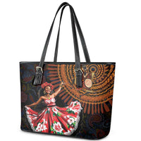 Sega Traditional Dance Leather Tote Bag Paisley Mix African Pattern