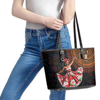 Sega Traditional Dance Leather Tote Bag Paisley Mix African Pattern