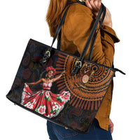 Sega Traditional Dance Leather Tote Bag Paisley Mix African Pattern