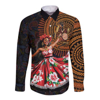 Sega Traditional Dance Long Sleeve Button Shirt Paisley Mix African Pattern